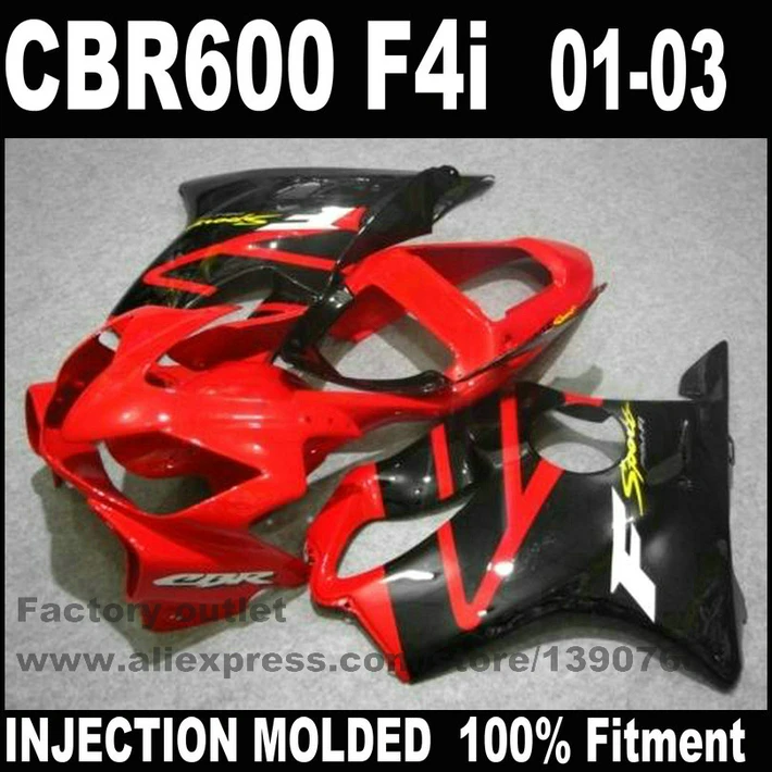 Обтекатели для мотоцикла HONDA литье под давлением CBR 600 F4i 01 02 03 CBR600 2001 2002 2003 красный