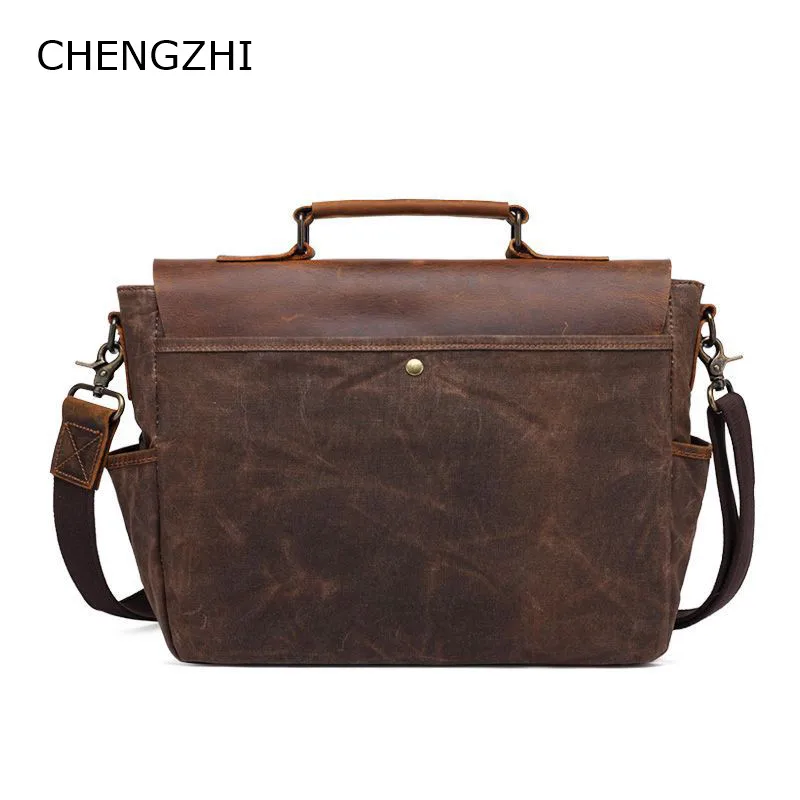 CHENGZHI высококачественный Мужской винтажный кожаный портфель Crazy Horse мессенджер на