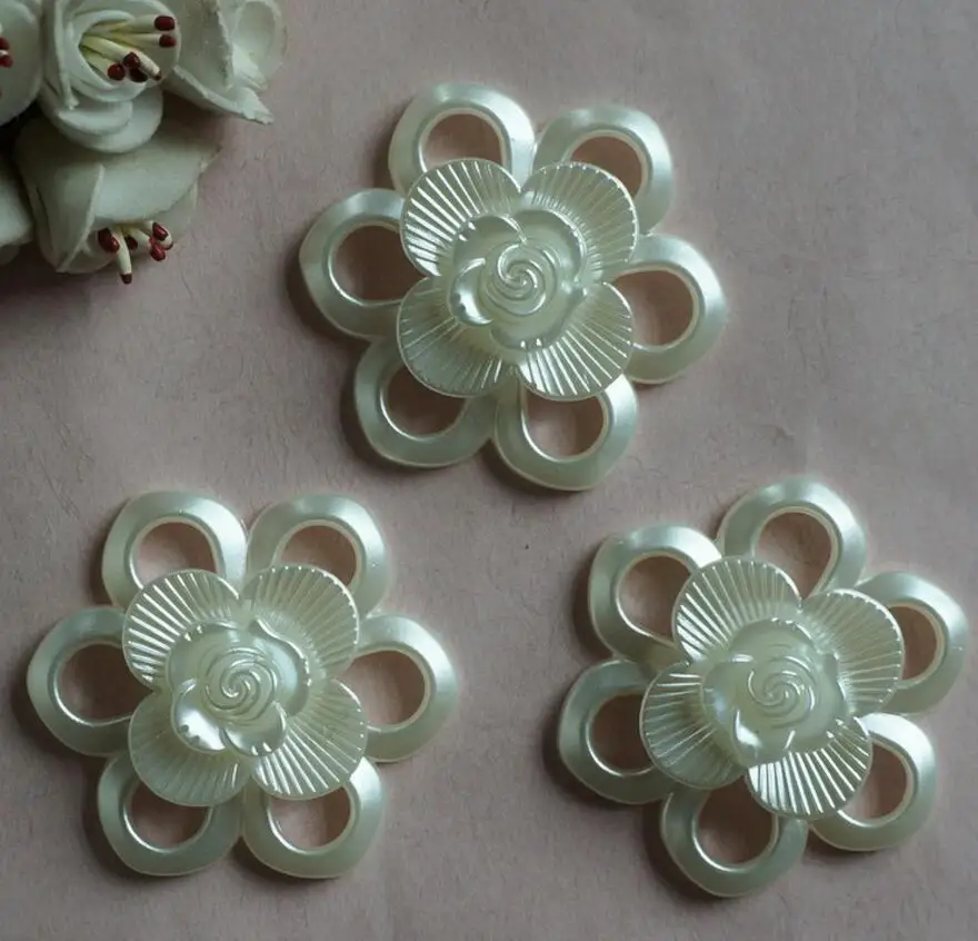 30 шт. 54 мм красивые жемчужные полые розовые шарики с отверстием для волос тиары