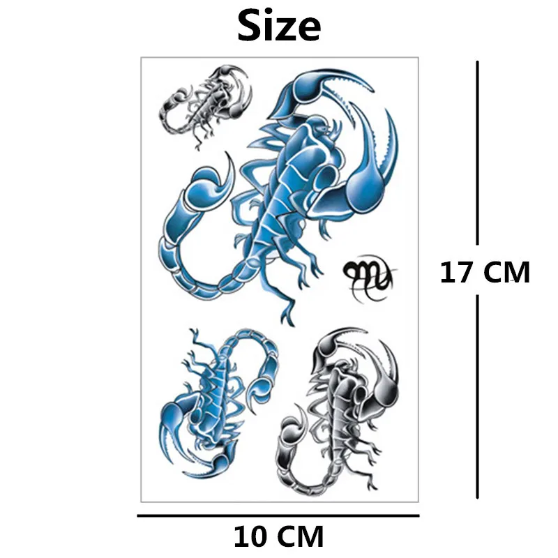 SHNAPIGN синяя Серебряная Скорпион временная татуировка боди-арт Татуировка на руку