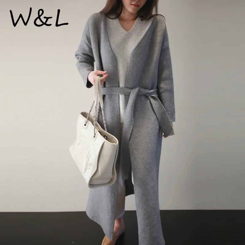 2017 Для женщин Вязание Длинные кардиганы Свободные повседневные пальто Женский