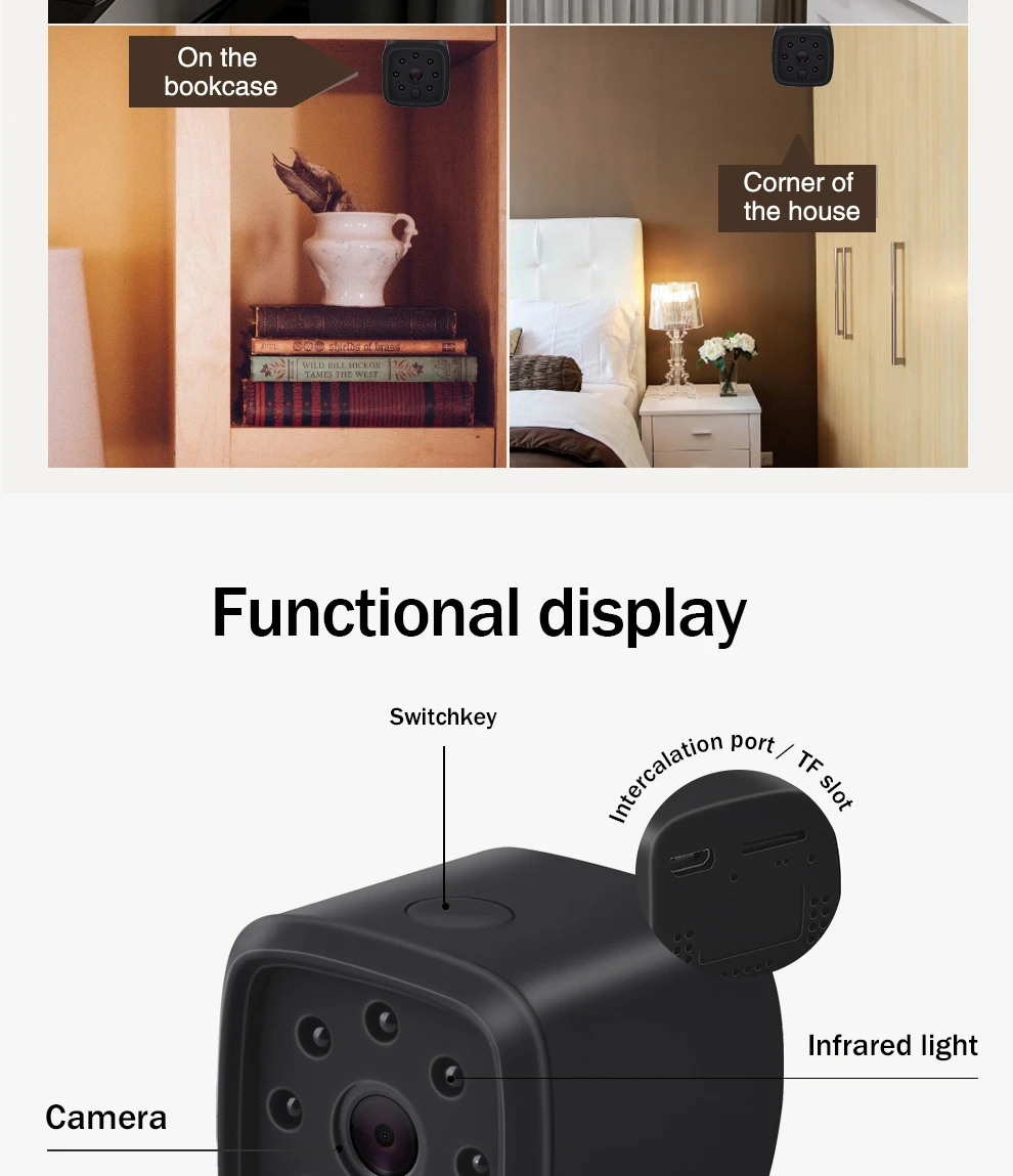 Мини камера Wifi IP с датчиком движения 1080P мини камера Wifi HD ночного видения для iphone Android видео безопасности магнитный зажим