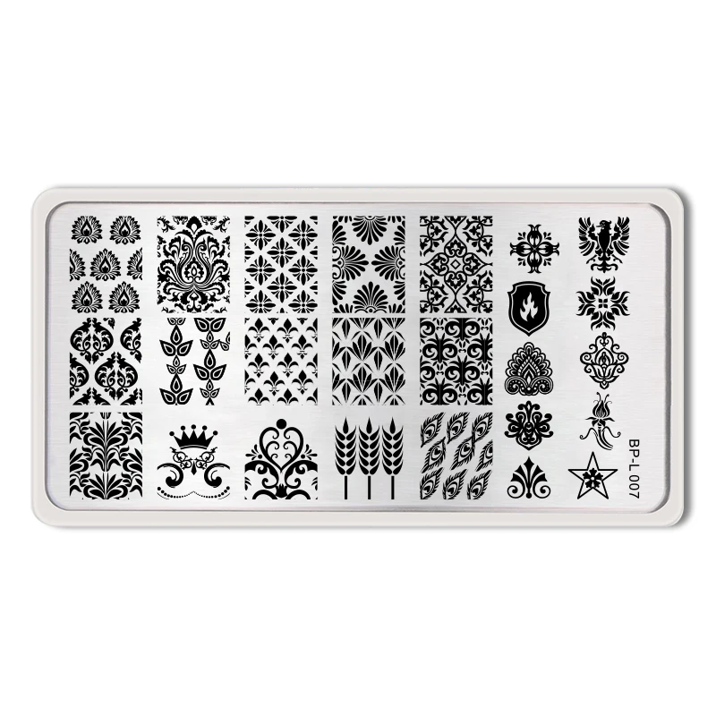 Старинные Дамасской Ногтей Штамп Плиты Шаблона Изображения Born pretty Штамповка BP L007
