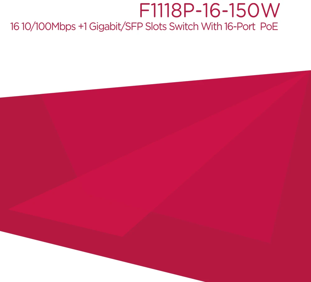 F1118P-16-150W 16 10/100 Мбит/с RJ45 Ethernet сетевой коммутатор 16 Порты, 135W блок питания PoE