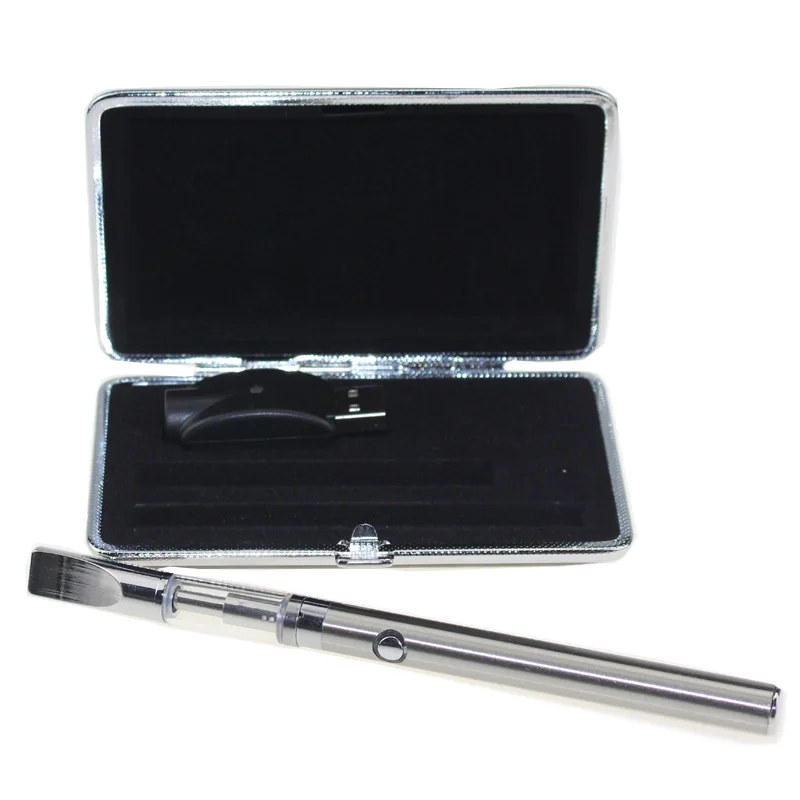 

50set/lot Ceramic coil glass cartridge button battery leather case kit vaporizer pen cartridge Thick cbd oil cartridge