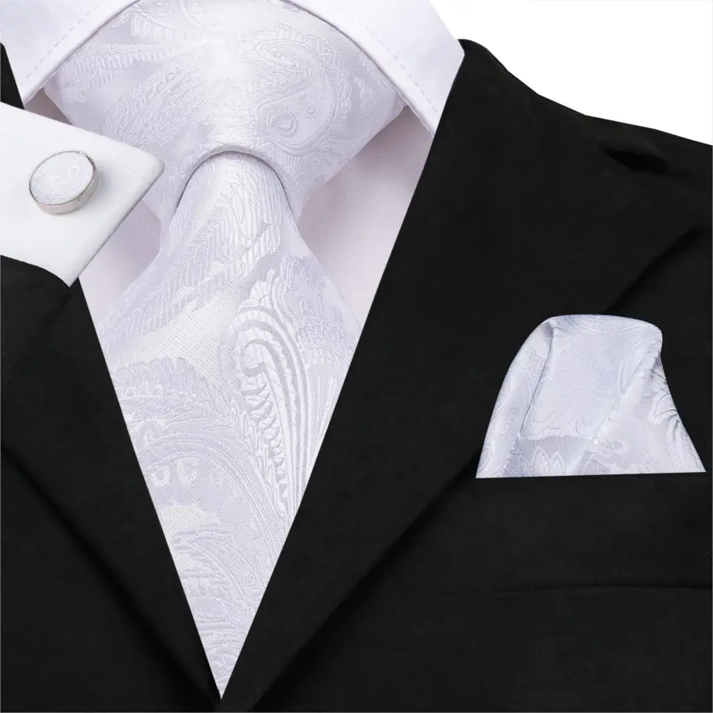 SN-3228 цветочный мужской галстук носовой платок жаккардовый тканый Шелковый белый