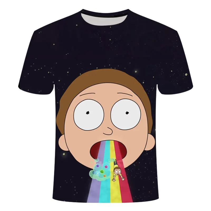 TX141 Rick and Morty/Новая забавная футболка с аниме, Мужская 3D футболка, Летняя короткая футболка, мужские топы с круглым вырезом, крутые аниме, с изображением неба - Цвет: TX141