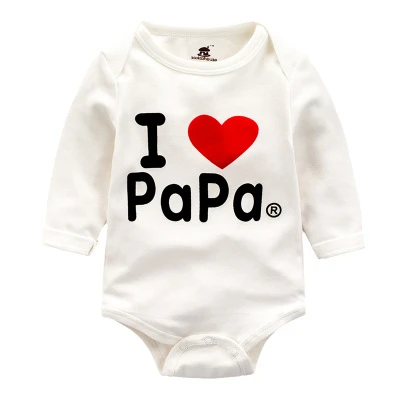 Brand Baby Boy Bodysuit Newborn White Long Sleeve Cotton Jumpsuit Infant I Love Mama Papa Costume Onesie |