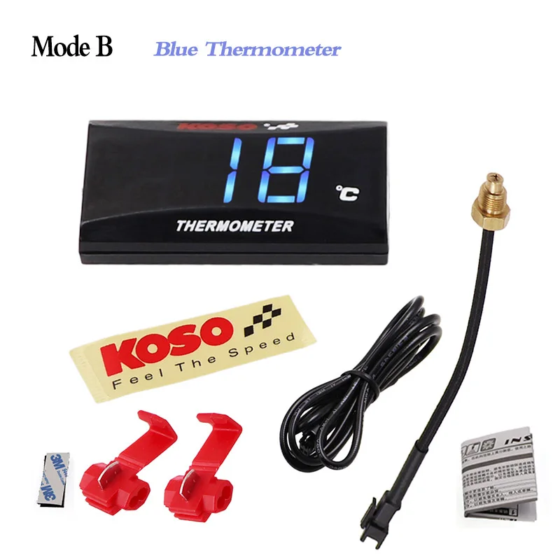 Mode B (blue) Super Slim Series Koso Digital Thermometer Voltmeter Kit Digital Display Instrument Meter Car Water Temperature Gauge Sensor - Цвет: Mode B (blue)