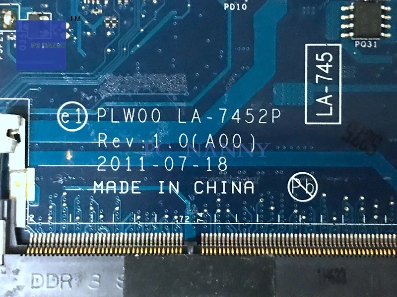 Материнская плата PCNANNY PLW00 LA-7452P для Dell XPS 14z L412Z i5-2430m &quotкласс А&quot материнская