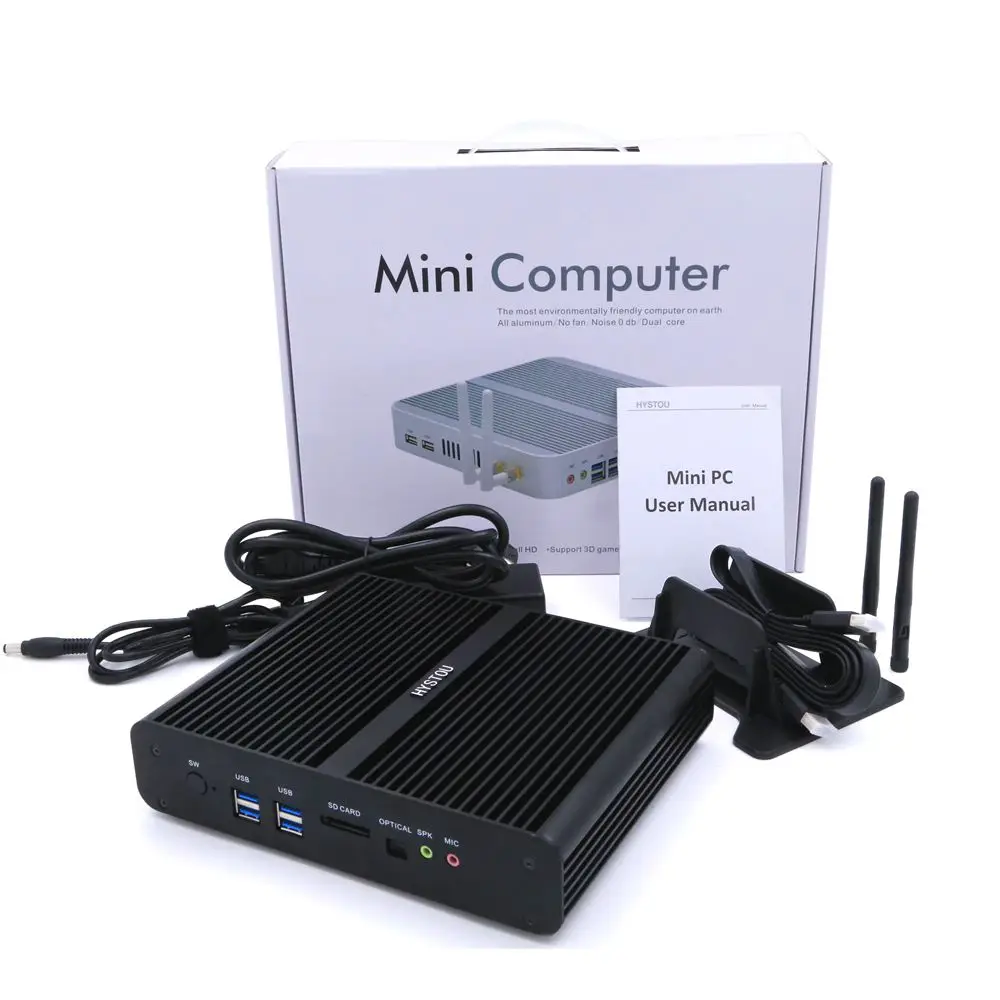 Hystou Intel Core i7 5500U Мини ПК Windows 10 Dual LAN HDMI Безвентиляторный Компьютер 2 RAM Слот HDMI|mini pc