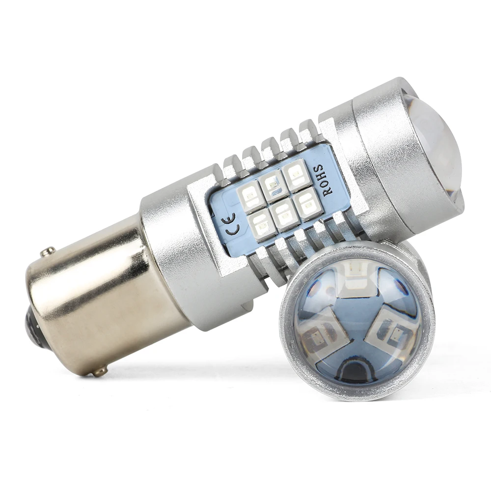 Keyecu 2x1156/1157/3156/3157 2835 21SMD Extremely Bright Red LED Bulbs Projector Lens 10-30V Works as Brake Light Tail | Автомобили и