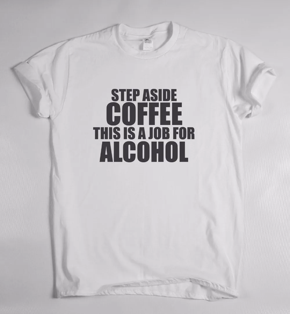 Забавная женская футболка Allover STEP Away COFFEE это работа для алкоголя Прямая