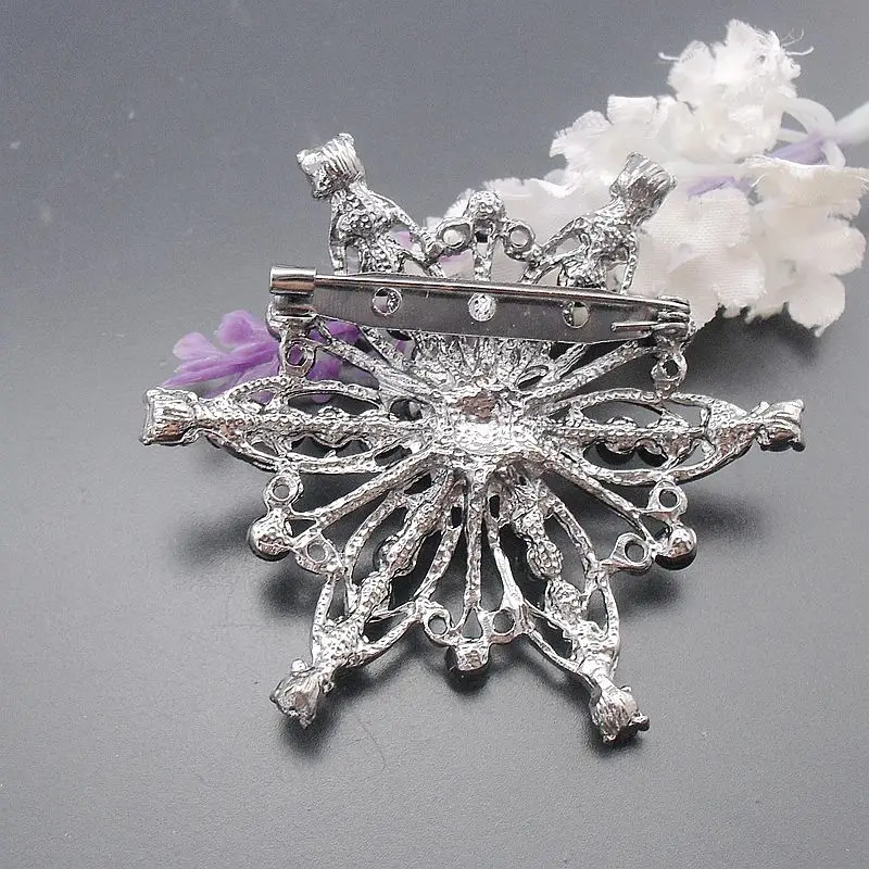 Большая черная Винтажная Брошь Стразы с металлическим покрытием артикул: