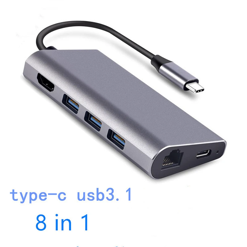 USB-C HDMIRJ45 8IN1 Baolida USB-C хаб Хами USB-C док-станция к HDMI/VAG/Ethernet Thunderbolt 3 док-станция Тип C конвертер для Macbook Pro/коммутатор/встречи/игры - Цвет: USB-C HDMIRJ45 8IN1