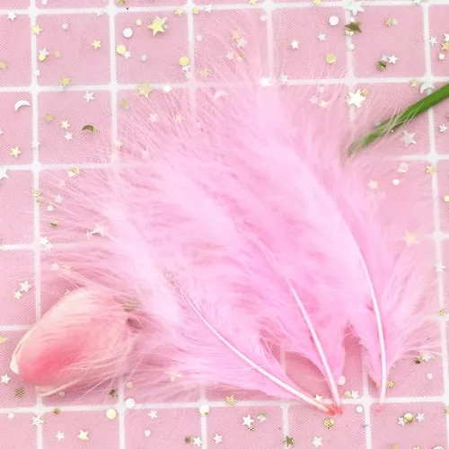 Pink Высокое качество, окрашенное перо индейки, страусиное перо, отделка, Плюм, украшение для дома, 15-20 см, 15 видов цветов, 50 штук - Цвет: Pink