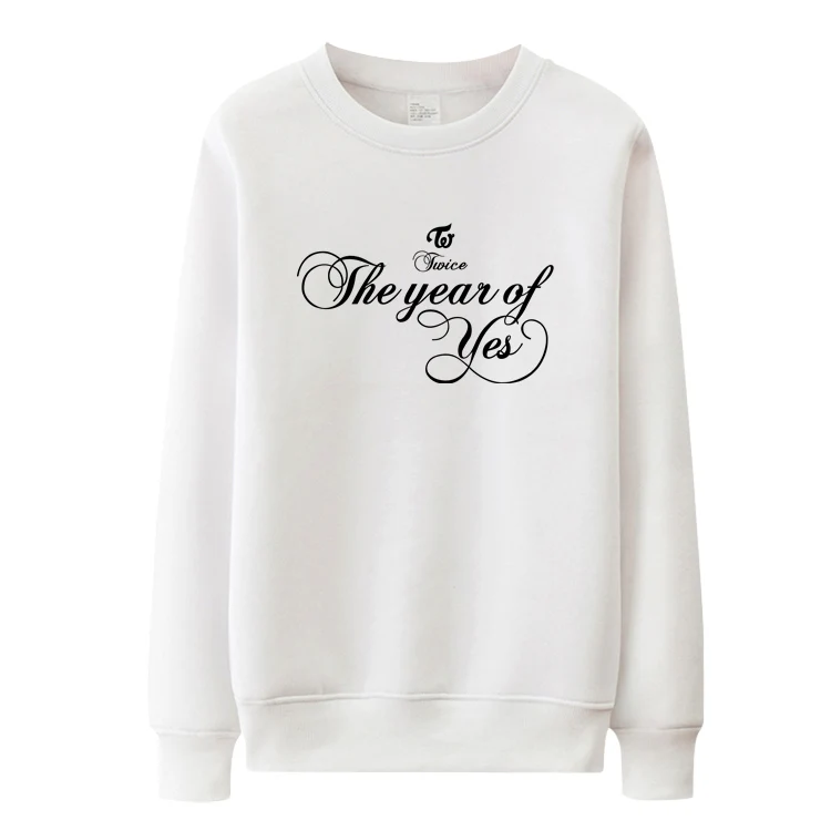 

New arrival kpop twice the year of yes album same printing o neck thin sweatshirt once unisex pullover hoodie autumn spring