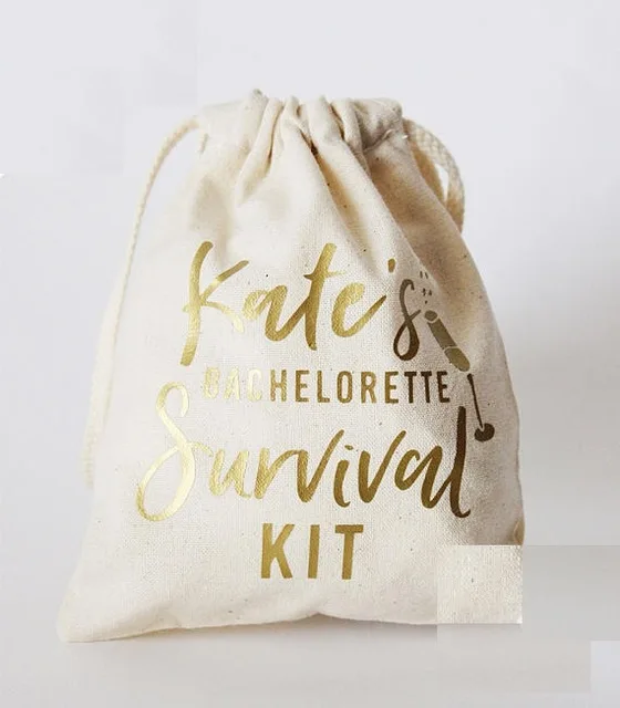 

personalize gold bridesmaid survival wedding Bachelorette Hangover Kits engagement party Candy pouches Perfect Blend favor bags