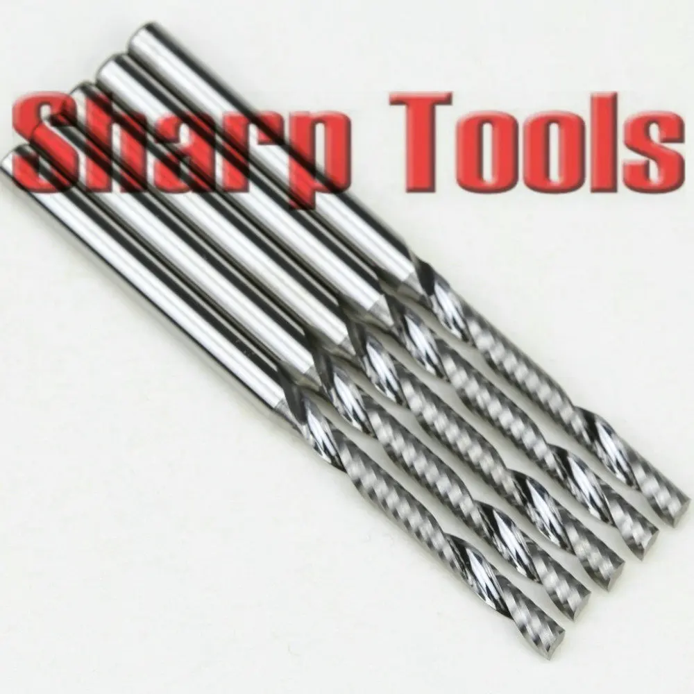 vender 3.175*2.5mm 1 Flauta End Mill Tungstênio Sólido Carboneto Espiral Roteador Bits Cortador De Acrílico 5 Pçs Alta Qualidade Micro Cnc Ferramentas De Corte