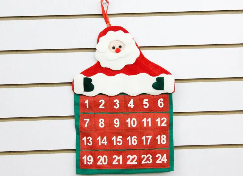 New arrival Classical Chirstmas Santa Claus Non-woven Countdown Calendar Deocration For Home Ornament Gift Bags Decoration | Дом и сад