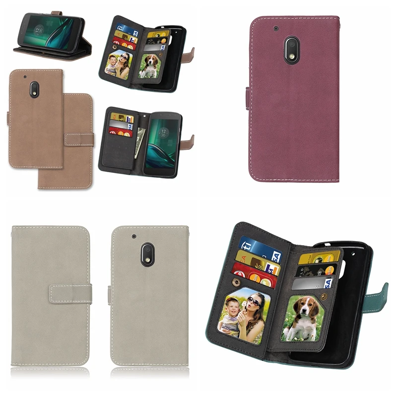 Роскошный чехол бумажник с откидной крышкой для Moto G4 Play телефона держатель карт