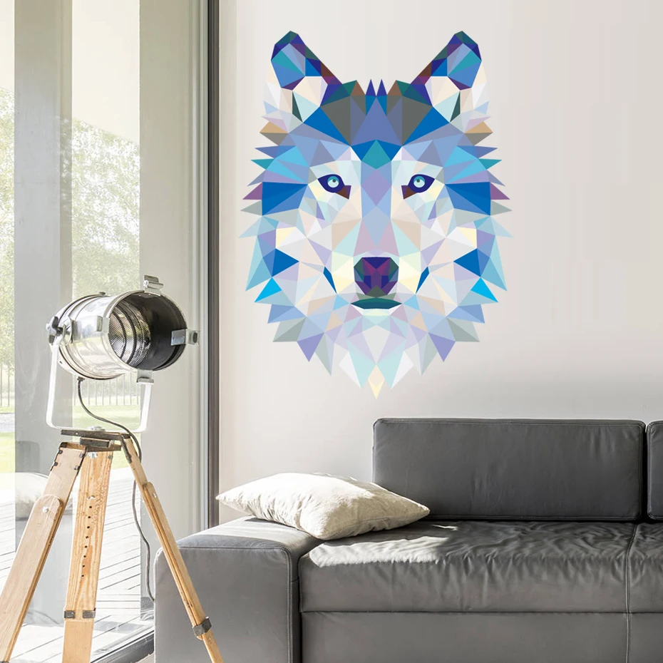 Волк Полный Цвет наклейки на стену Съемные Виниловые обои фрески Wall Art Наклейки Гостиная Детские Спальня Детская фон домашний декор
