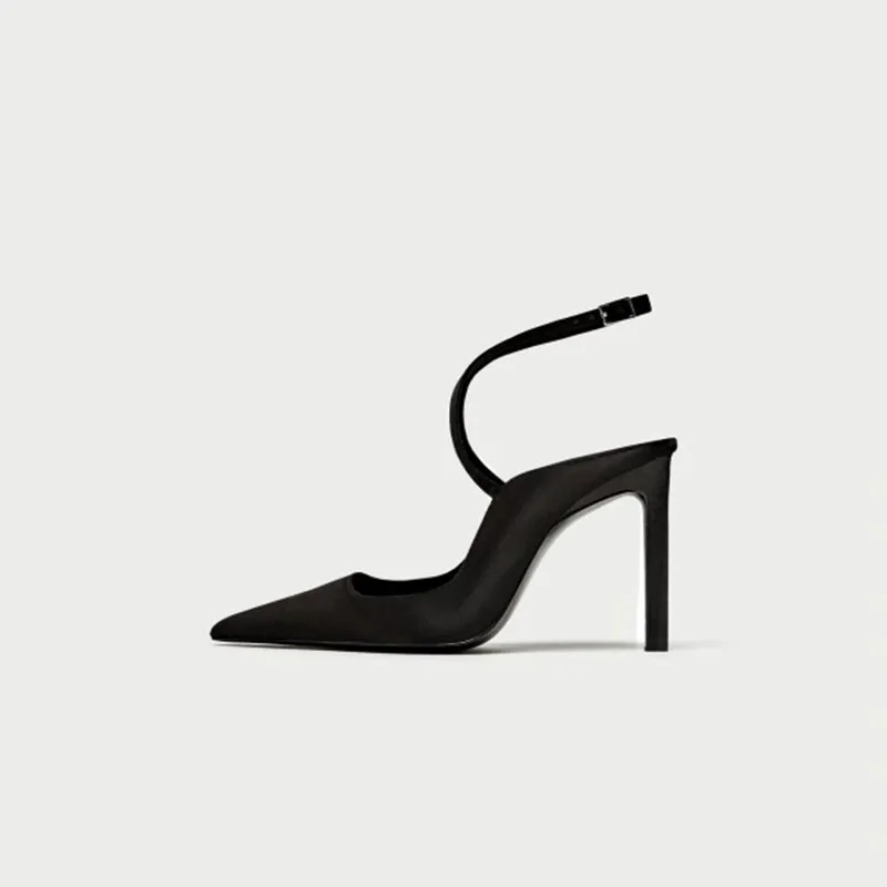 Women Shoes Ladies Pump 2021 Spring Autumn Black Cross Over Pointy Toe Stiletto Heel Slingback Plus Size Shoes41 42 43 | Обувь
