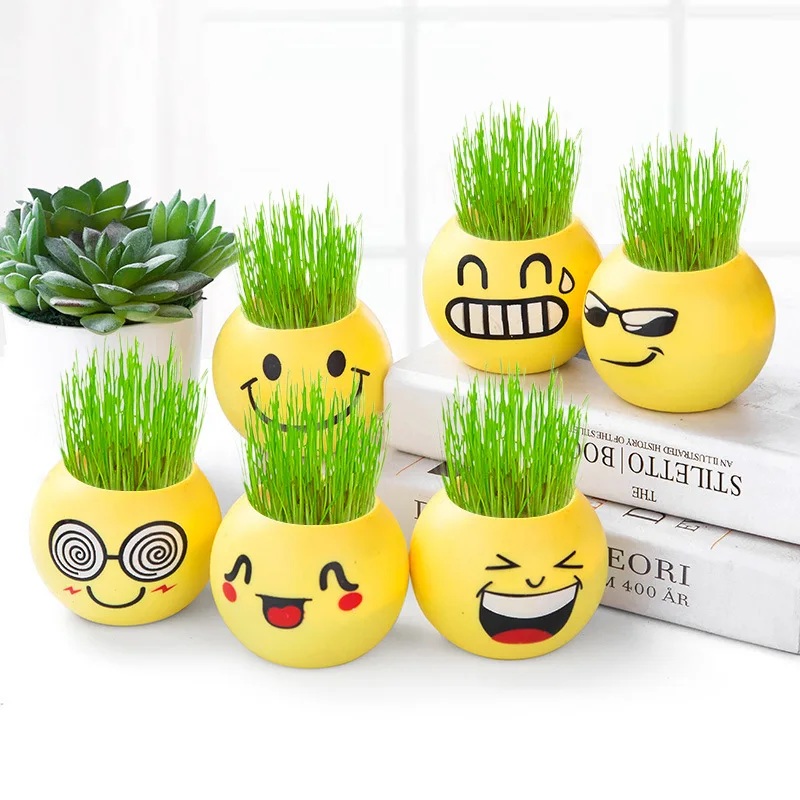 1 шт. Экспрессия длинная голова травы кукла микро пейзаж DIY мини горшок украшения посадка травы в горшках ремесла U3