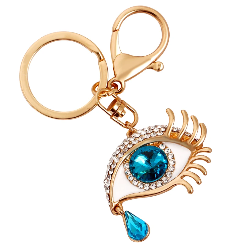 Брелок для ключей MINHIN с подвеской золотого цвета синими кристаллами|bag pendant|key chain