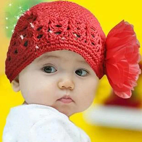 

Baby Toddler Beanie Hat Flower Hand Crochet Knit Cap Kids Girls Winter Warm 7FRK 9BWT