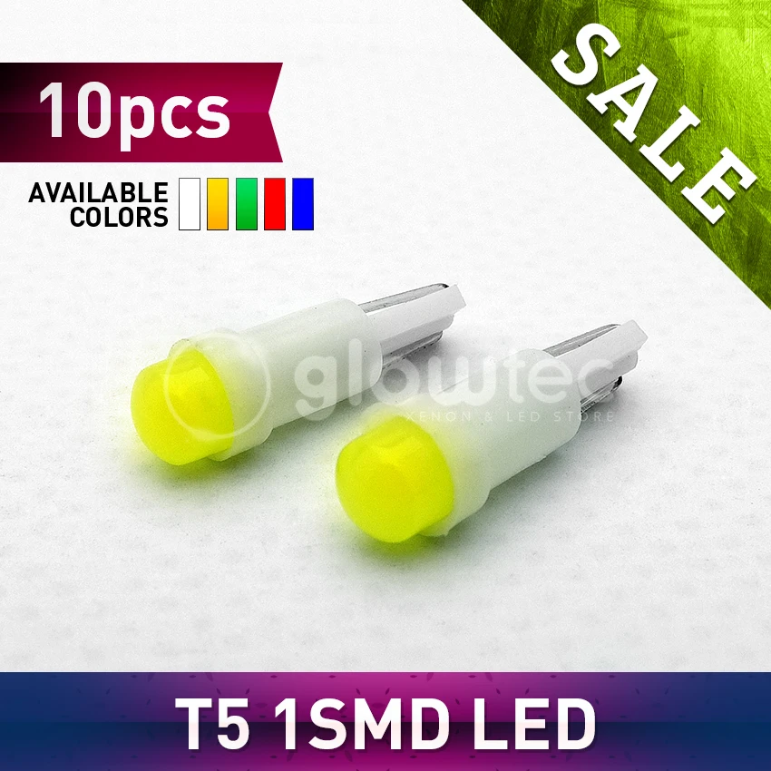 Оптовая продажа 10 шт. светодиодные лампы T5 1SMD COB для приборной панели