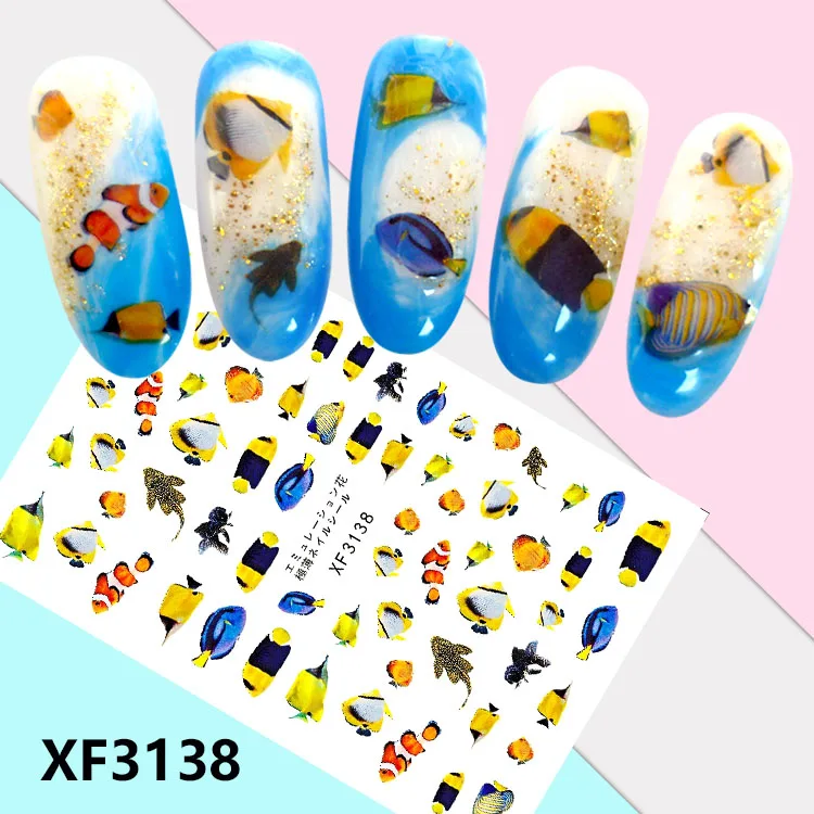 BXF3138 Мультфильм Тип! Лак для ногтей задний клей деколь декорации Дизайн Наклейка для ногтей Советы красоты - Цвет: BXF3138
