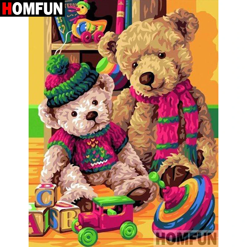 

HOMFUN 5D DIY Diamond Painting Full Square/Round Drill "Cartoon bear" Embroidery Cross Stitch gift Home Decor Gift A09071