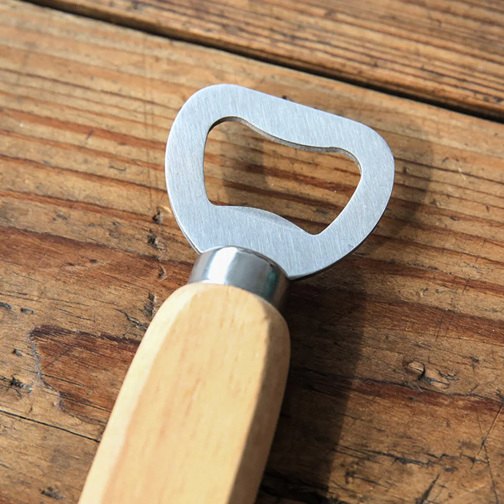 Portable Bottle Opener Rubber Wood Handel Stainless Steel Can Jar Multifunction With Hook Kitchen Ga | Дом и сад