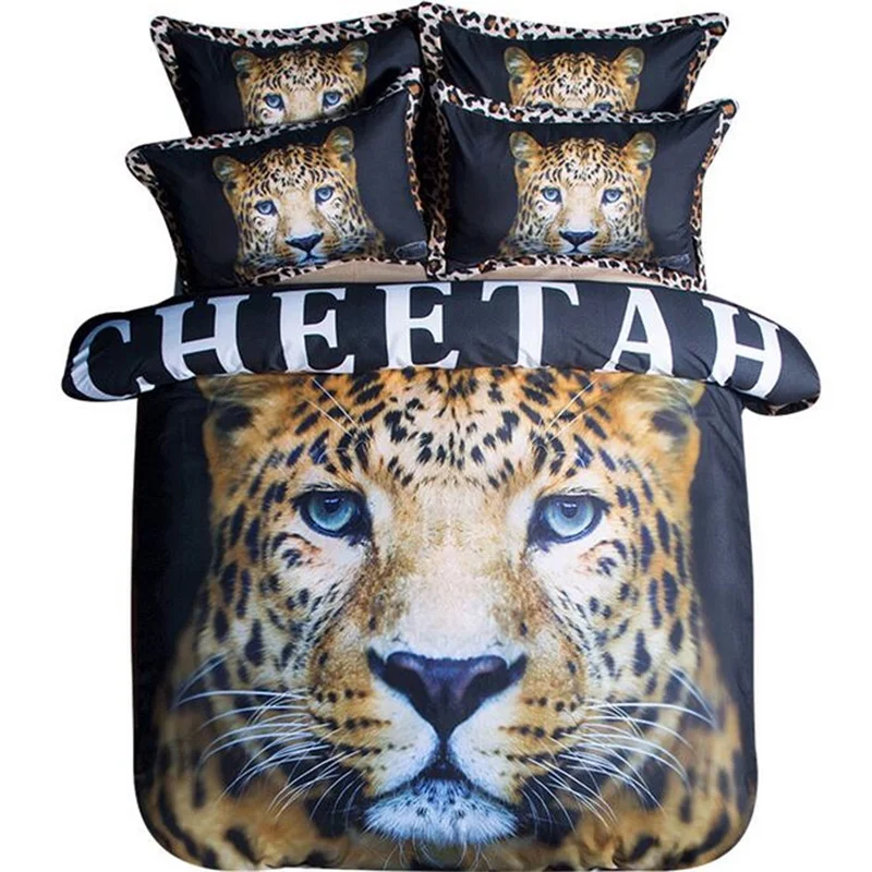 

3d Animal Print Cheetah Bedding Set Twin Queen King Size Duvet Covers Cotton Bedsheets Pillowcase Modern Bedroom Textiles