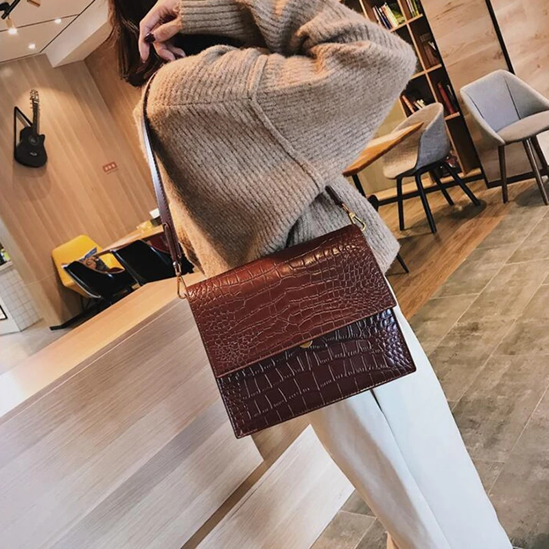 

European Fashion Simple Women's Designer Handbag New Quality PU Leather Women Tote bag Alligator Shoulder Crossbody Bags LW-211