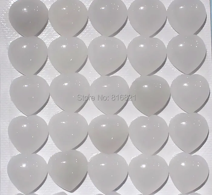 

( 12 Pieces/lot) 13mm New White Jade stone Heart Dome CABs Cabochons Flat Backed stone Cabochon