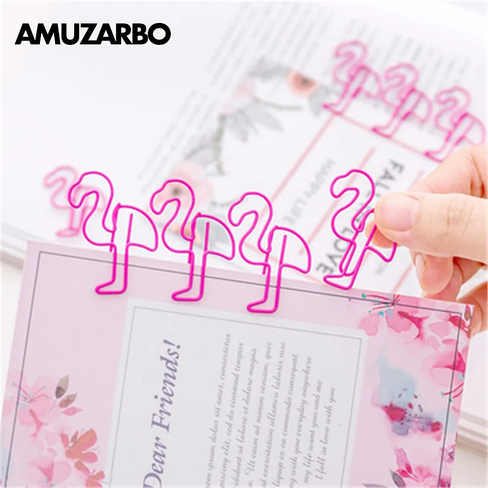 10 шт. Kawaii мультфильм Розовый фламинго животные бумажные зажимы металлический