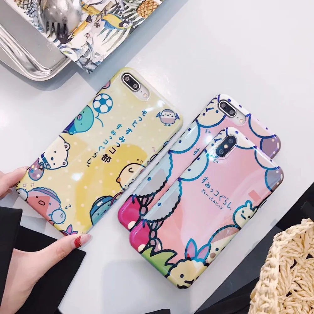Япония Корея супер милый мультфильм Sumikko Gurashi узор Пианино Лаки синий свет TPU