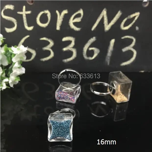 Бесплатная доставка 20 наборов по 16/18/20/25 мм Квадратные жидкие кольца Стеклянная сфера Пузырчатый флакон кольца Крышка Шар Пузырьковых флаконов