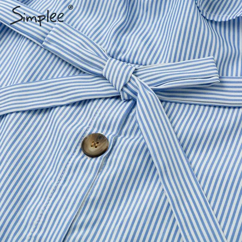 Женское платье трапеция Simplee в полоску женское летнее миди 2019 с воротником