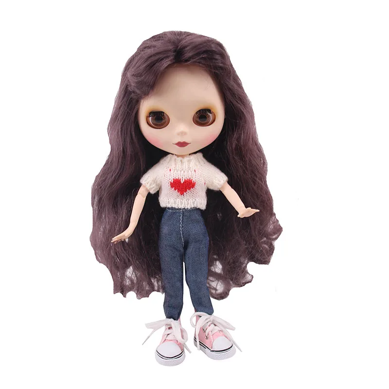 LUCKDOLL 15 Стиль 1 комплект одежды = свитер+ джинсы для BJD 30 см 1/6 Blyth куклы Barbiees одежда, игрушки для девочек, поколение, подарок на день рождения