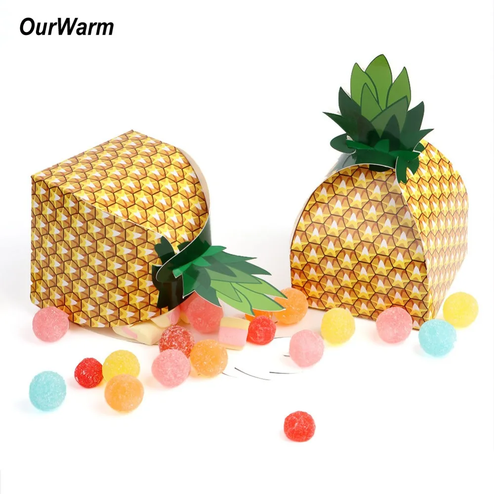 OurWarm 24 шт тропический Luau коробка конфеты ананас Дети День Рождения Вечеринка тема