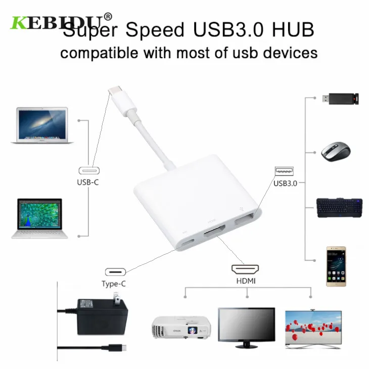 Переходник с USB C на HDMI совместимый кабель преобразователь 3 1 Type зарядка от