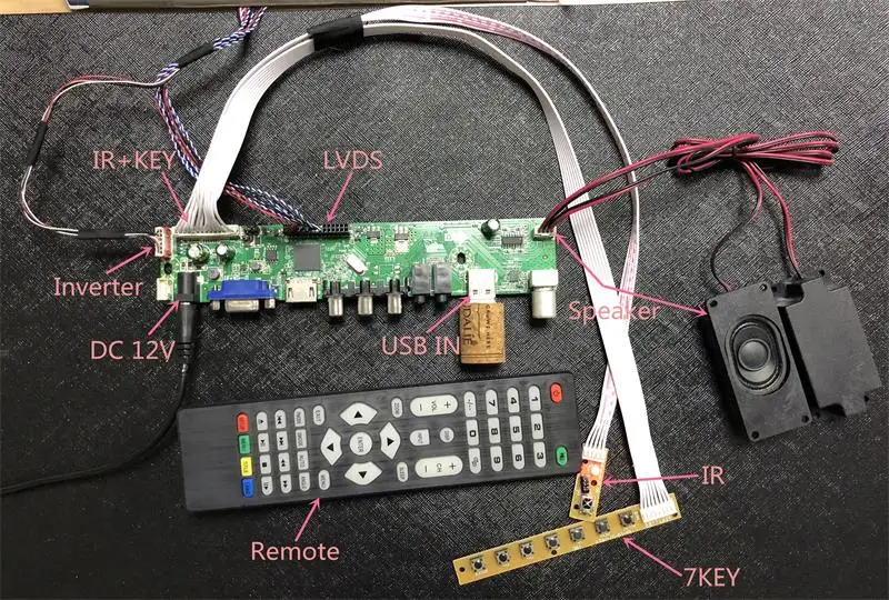 M53V5.1 Универсальный ЖК светодиодный ТВ контроллер драйвер платы комплект ТВ/ПК/VGA/HDMI/USB интерфейс матрица T56 Поддержка Русский V53RUUL-Z1