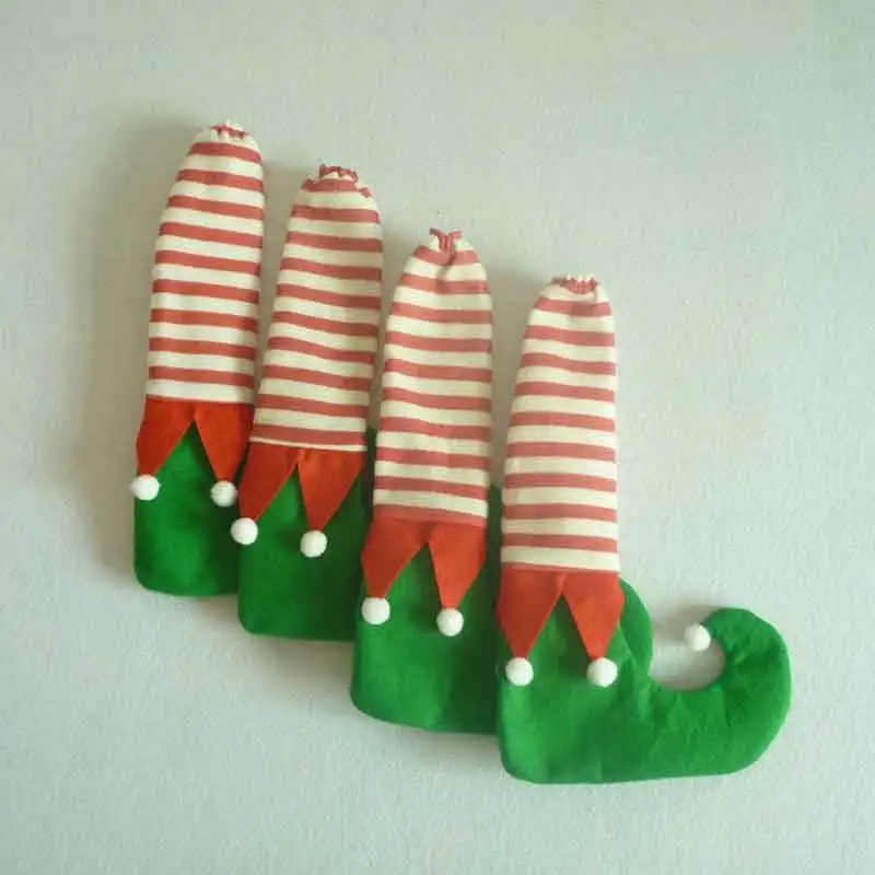 4 шт. чехлы для ног на стол в виде Санты Клауса Рождество зеленого цвета вечеринки