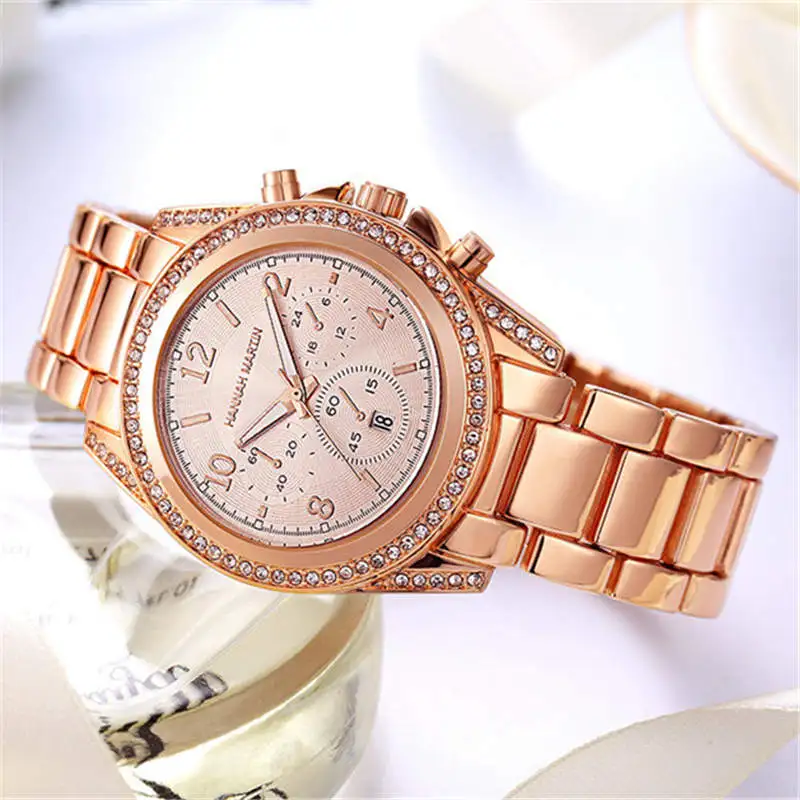 Роскошные модные мужские часы Hannah Martin розовое золото наручные из