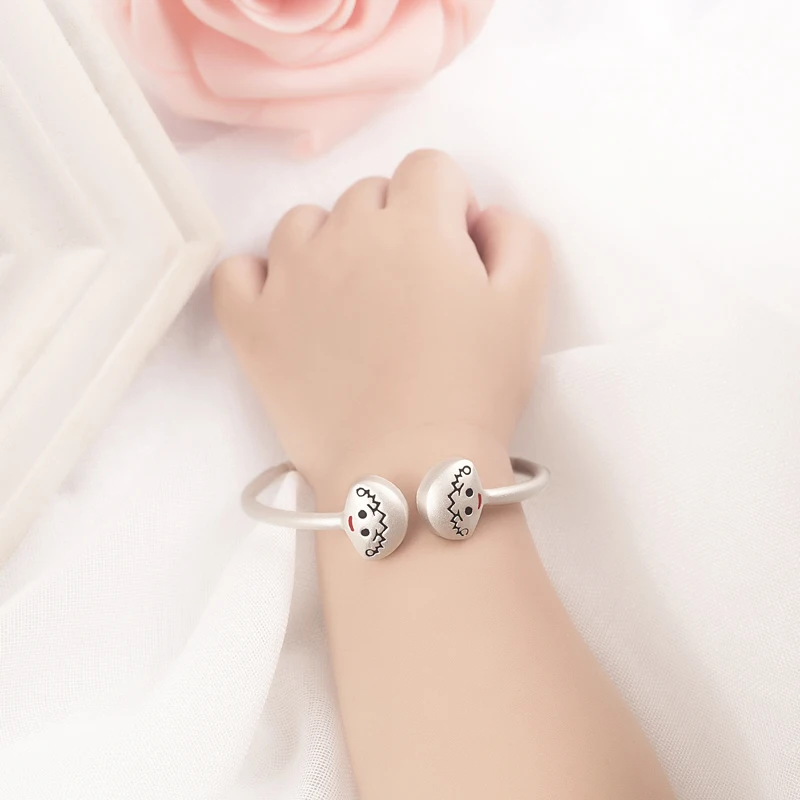 

new 100% 925 sterling silver bracelet cute cartoon pattern kids popular bracelet solid silver is not allergic birthday present