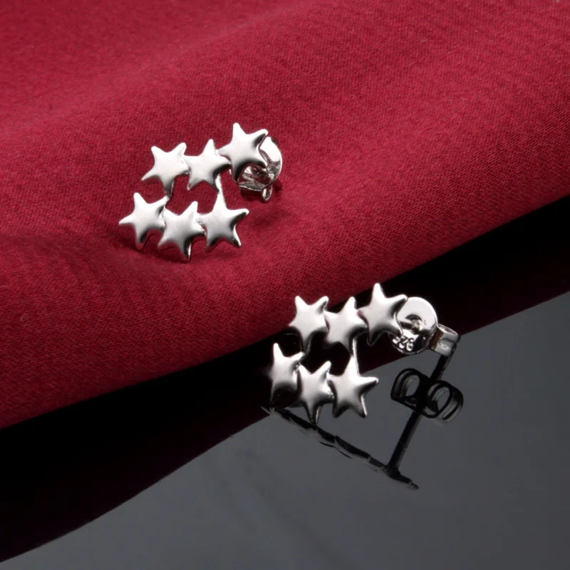 Женские серьги гвоздики с 6 звездами pendientes plata jewelry|aretes cute|stud earringsstar stud earrings |
