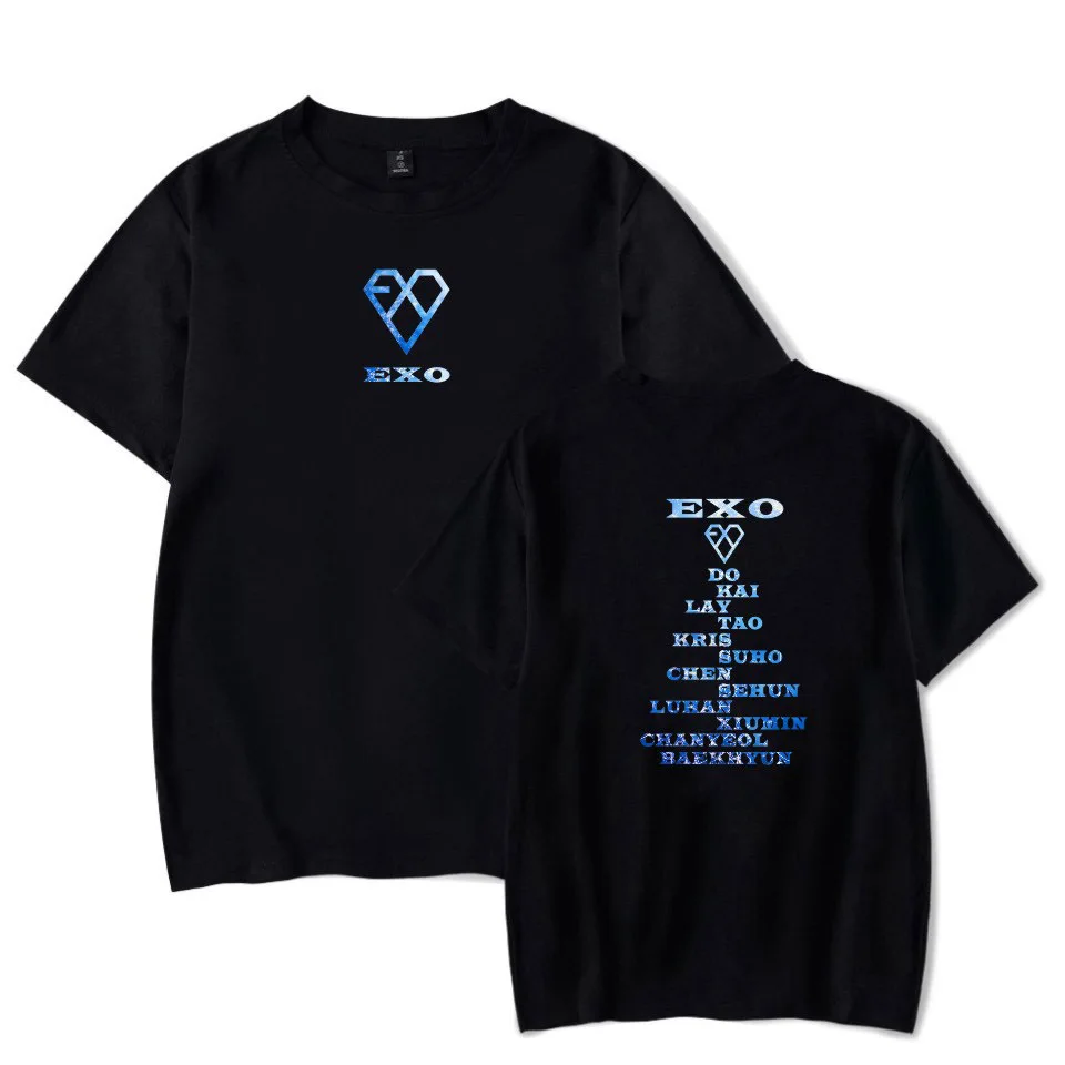 EXO Новинка harajuku свободная футболка kpop Повседневная хлопковая Футболка с коротким